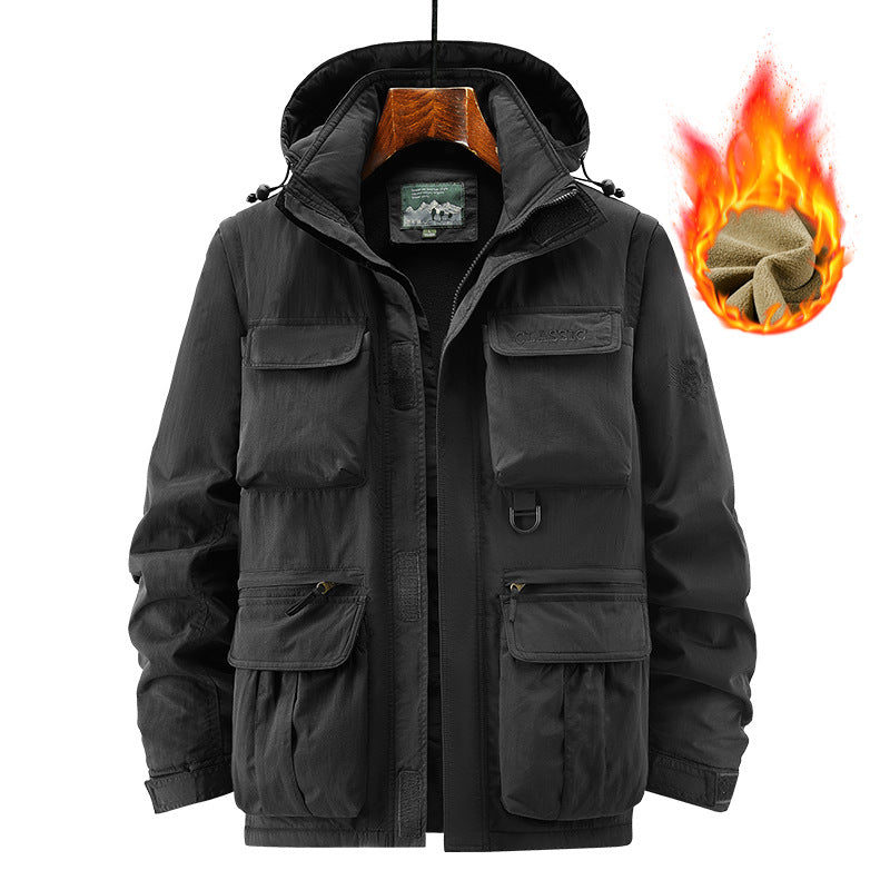 Herren Utility-Parka mit wärmendem Fleece-Futter, Multifunktionstaschen und verstellbarer Kapuze Nord Taschen