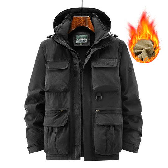 Herren Utility-Parka mit wärmendem Fleece-Futter, Multifunktionstaschen und verstellbarer Kapuze Nord Taschen