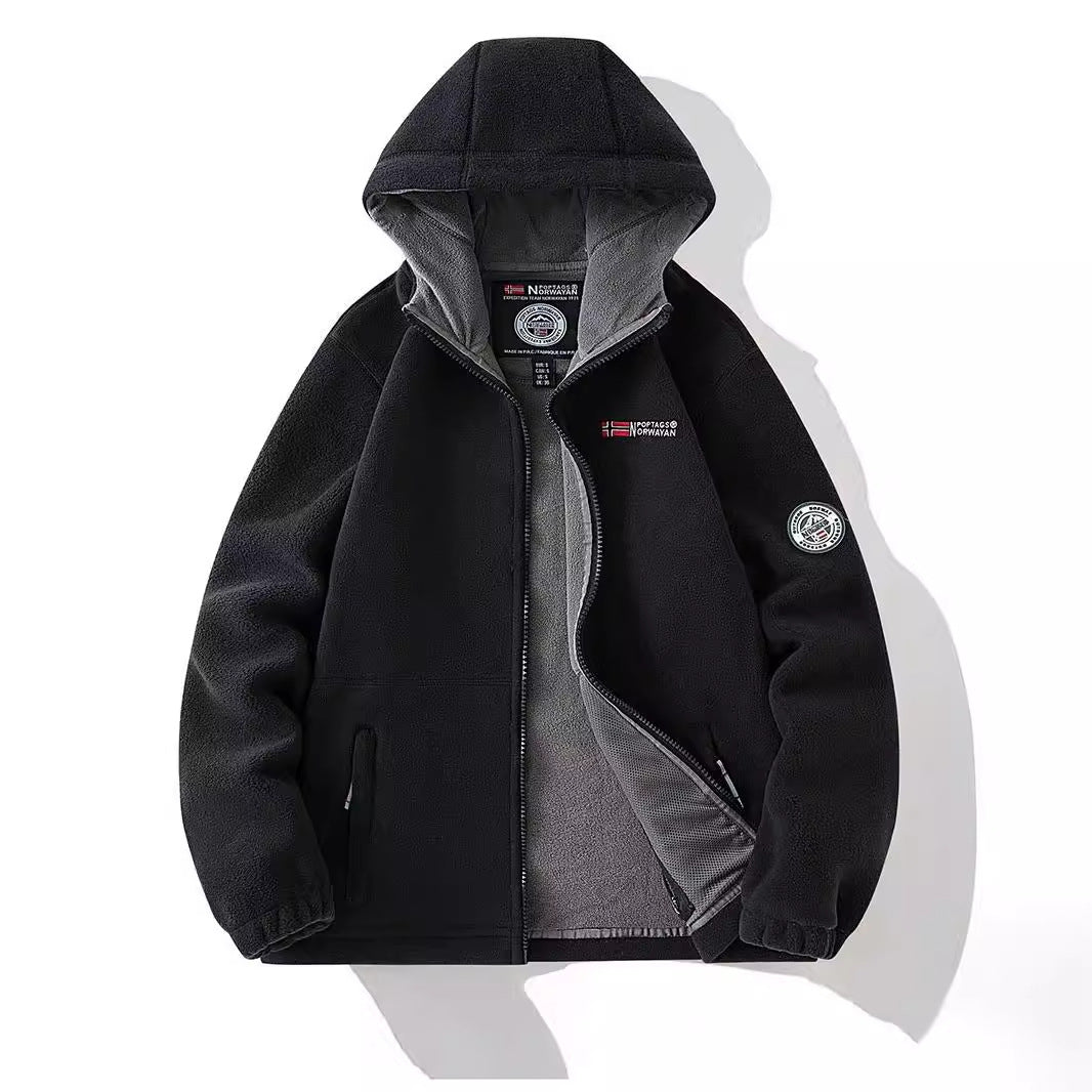 Damen Kapuzen-Fleecejacke mit Teddyfutter und durchgehendem Reißverschluss Nord Taschen