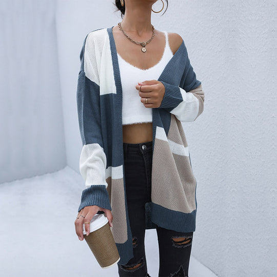 Damen Lässige Strickjacke mit geometrischem Design Nord Taschen