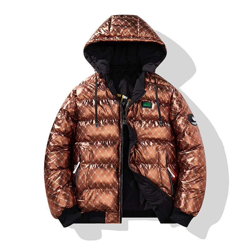 Herren Modische Steppjacke mit Kapuze und glänzendem Finish Nord Taschen