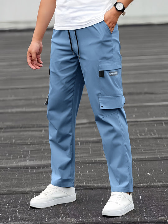 Herren Utility-Cargohose mit Tunnelzugbund, geradem Bein und Mehrfachtaschen Nord Taschen