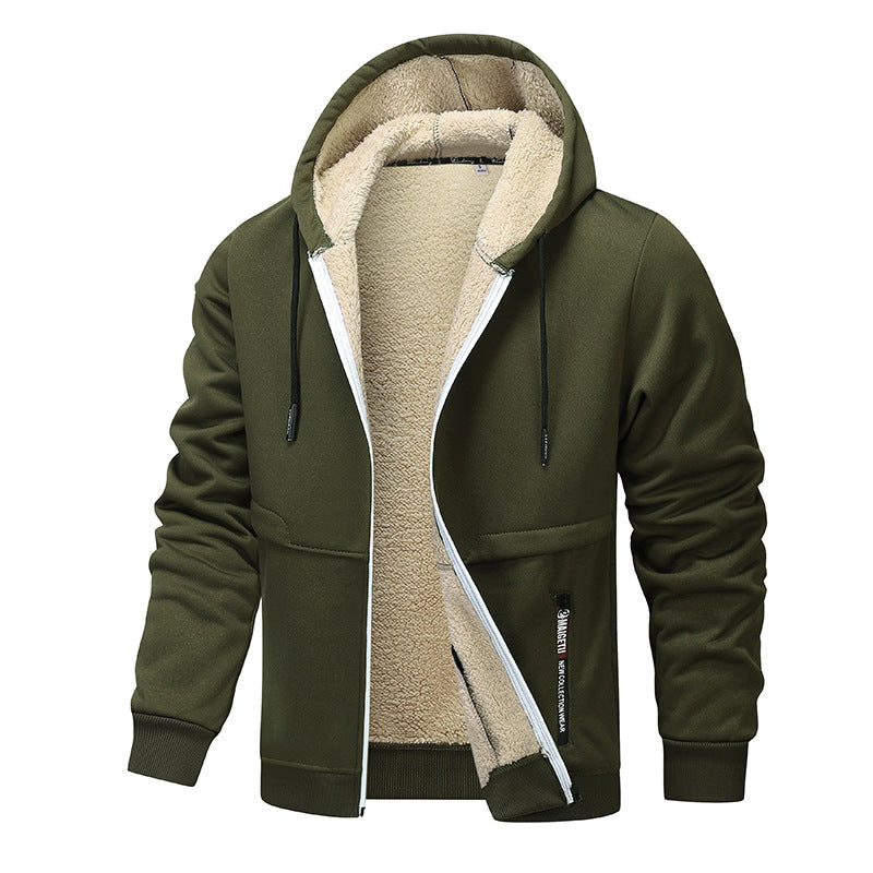 Herren Gefütterte Kapuzenjacke mit Teddyfutter, durchgehendem Reißverschluss und Eingriffstaschen Nord Taschen