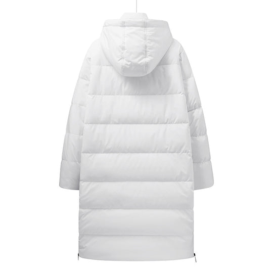 Damen Maxi-Langstreckender Thermo-Steppmantel mit 3D-Quilt und verstellbarer Kapuze Nord Taschen