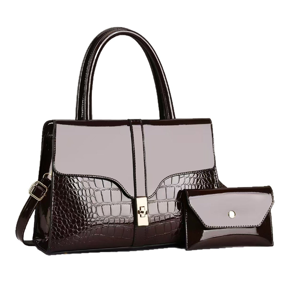 Damen elegante Handtasche mit Krokodillederoptik und abnehmbarer Mini-Clutch Nord Taschen