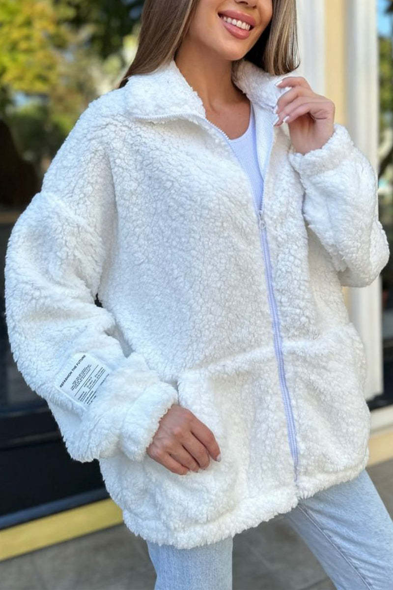 Damen Fleecejacke mit weichem Innenfutter und hoher Kragen