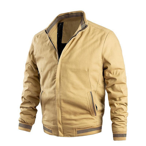 Herren Leichter Canvas-Bomber mit gestreiften Rippbündchen und Stehkragen Nord Taschen