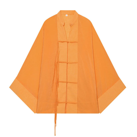 Damen Kimono-Capejacke mit Chinaknopfverschluss und langen Quasten Nord Taschen