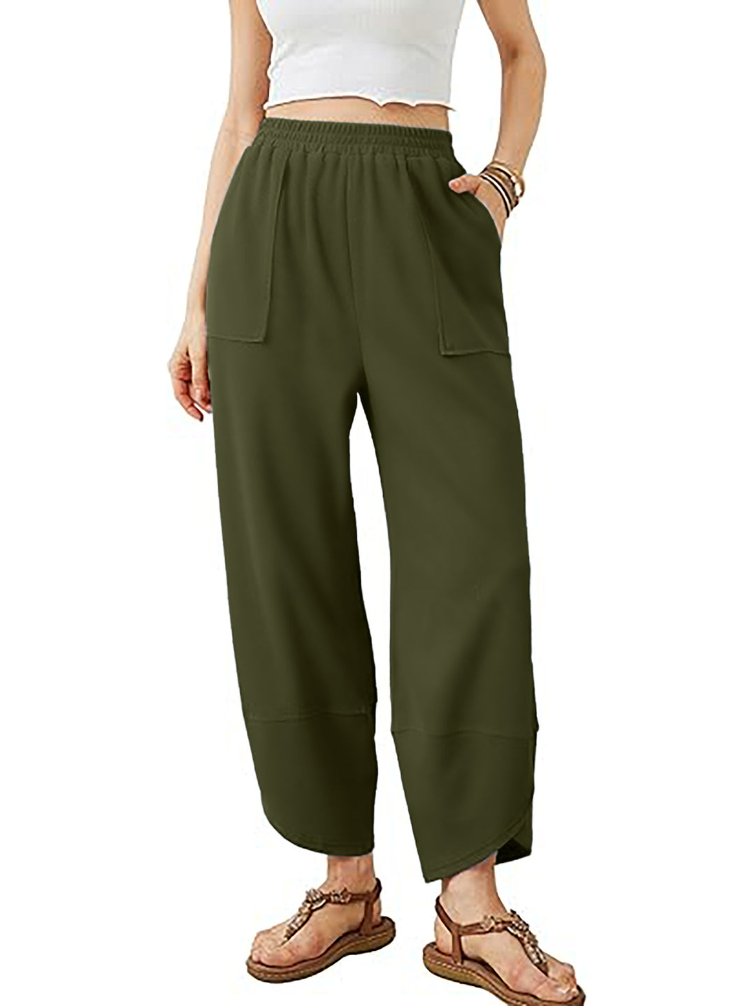 Damen Culotte-Hose mit elastischem Bund und aufgesetzten Taschen Nord Taschen