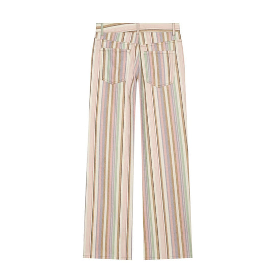 Damen Gestreifte Highwaist Palazzohose mit weitem Bein und Five‑Pocket-Details Nord Taschen