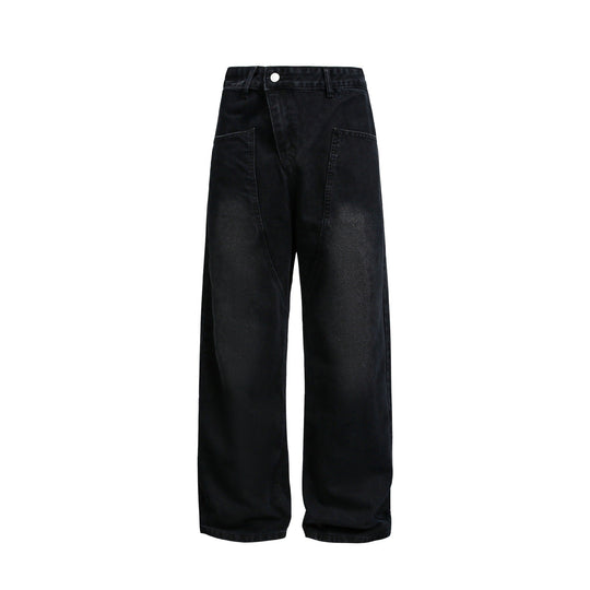 Damen Weite High‑Waist Jeans im Carpenter‑Style mit aufgesetzten Fronttaschen Nord Taschen