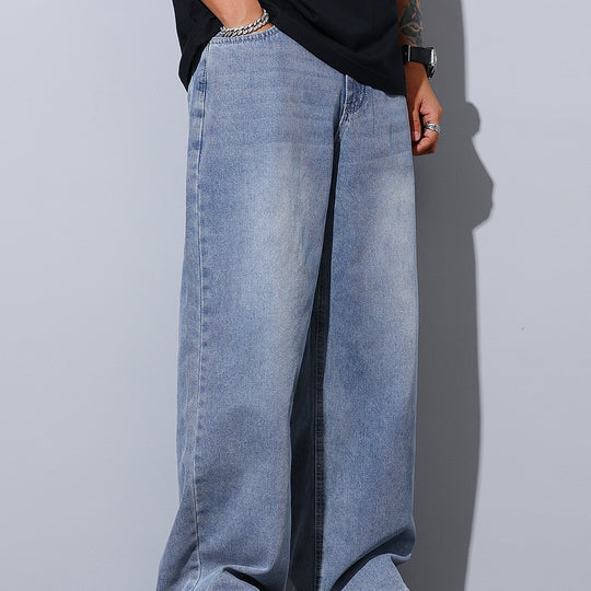 Herren Weite Baggy-Jeans aus leichtem Denim mit tiefer Schrittführung Nord Taschen