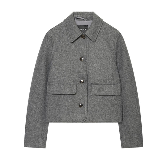 Damen Kurz geschnittene Wollmix‑Jacke im Boxy‑Cut mit Pattentaschen Nord Taschen