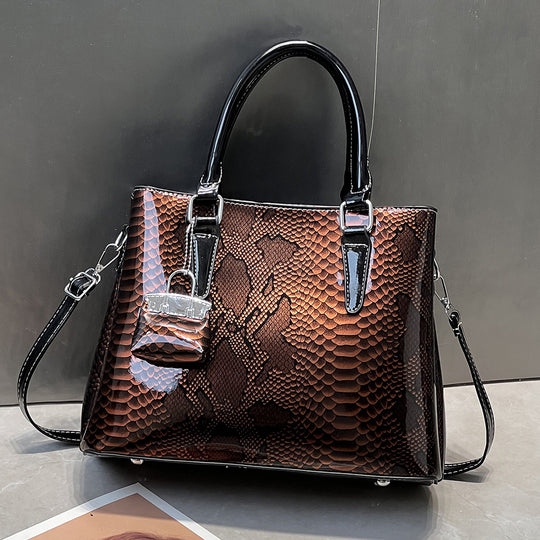 Damen elegante Handtasche aus reptilprägiertem Kunstleder mit abnehmbarem Schulterriemen Nord Taschen