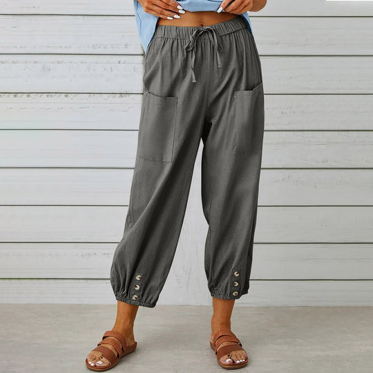 Damen modische Freizeit-Hose mit praktischen Taschen und elastischen Bündchen