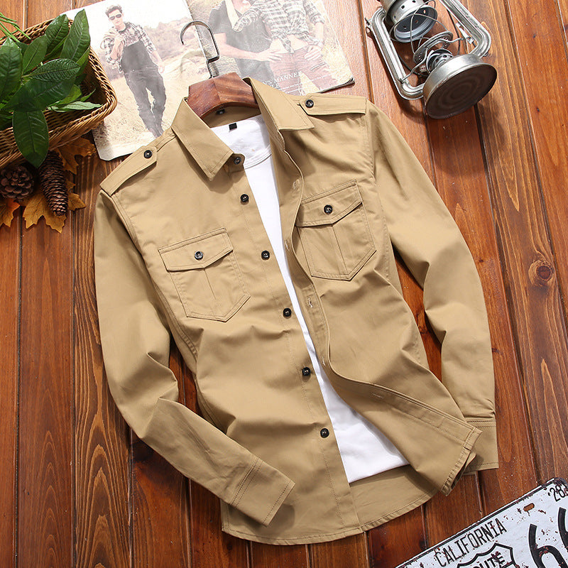 Herren Field-Overshirt aus Baumwollmix mit Brustklappen und Schulterpatten Nord Taschen