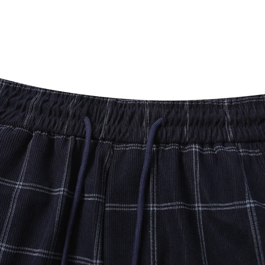 Damen Weite Palazzo-Hose im Karomuster mit elastischem Bund & Kordelzug Nord Taschen