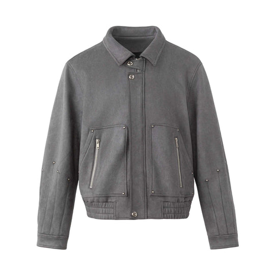 Herren Kurzblouson aus Velours mit Utility‑Taschen, Zippern und hohem Stehkragen Nord Taschen