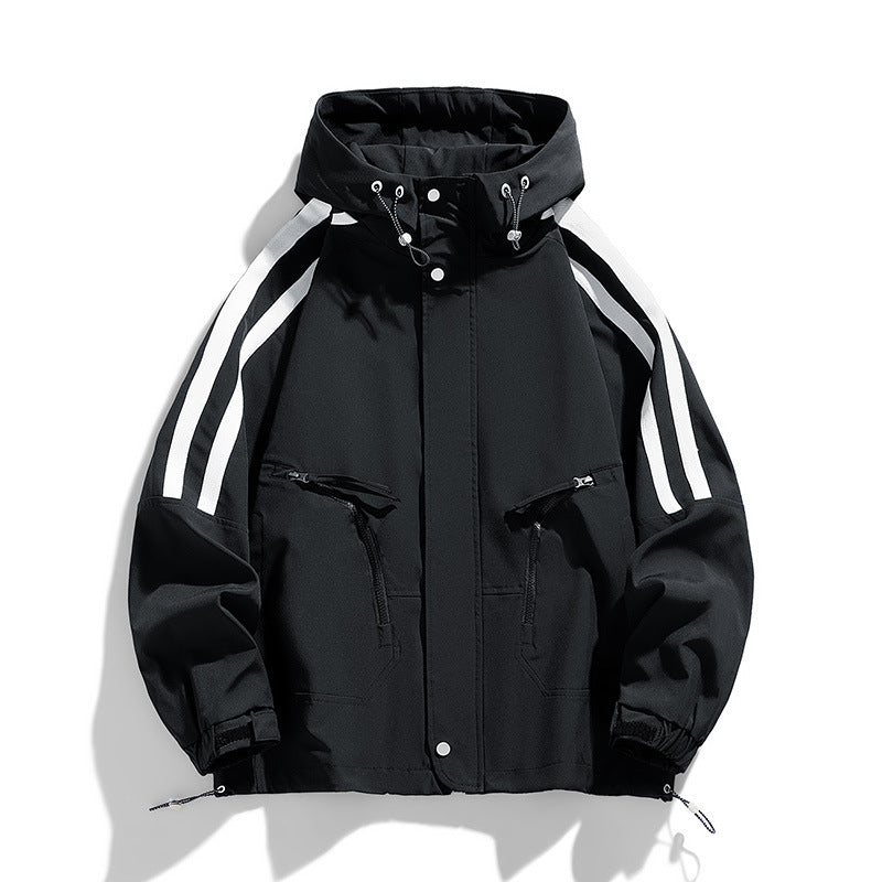 Unisex Sportlich-urbaner Kapuzen-Windbreaker mit Kontraststreifen Nord Taschen