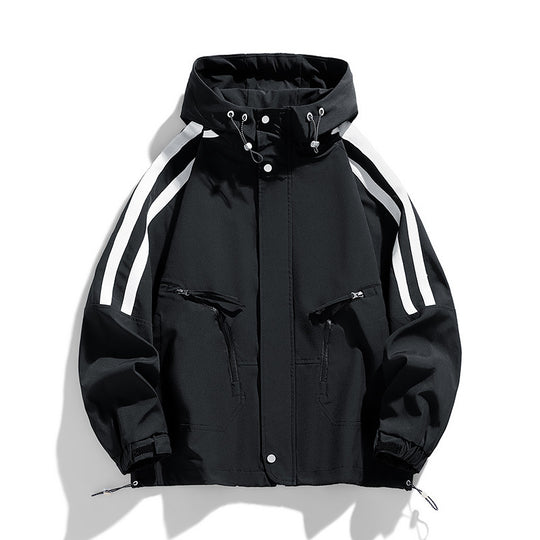 Unisex Sportlich-urbaner Kapuzen-Windbreaker mit Kontraststreifen Nord Taschen