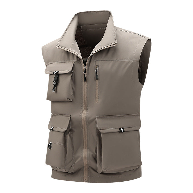 Herren Multifunktionale Outdoor-Utility-Weste mit mehreren Cargo-Taschen und Stehkragen Nord Taschen