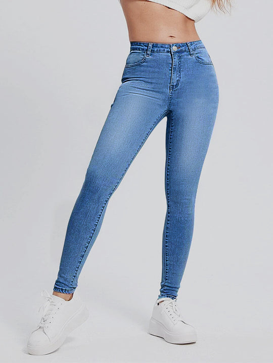 Damen Hochgeschnittene elastische Skinny-Jeans mit hoher Taille und Slim-Fit Nord Taschen