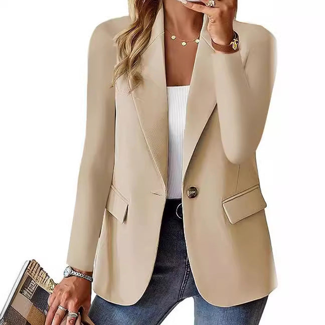 Damen Eleganter Casual Blazer mit modernen Taschen und dezentem Knopf
