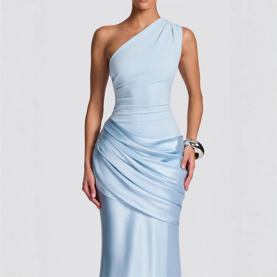 Damen Elegantes One-Shoulder Maxikleid mit raffinierten Drapierungsdetails