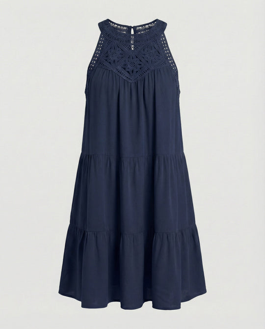 Damen Sommerkleid mit Spitze Freizeitkleid