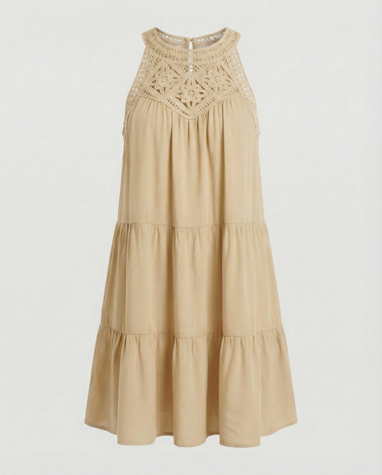 Damen Sommerkleid mit Spitze Freizeitkleid