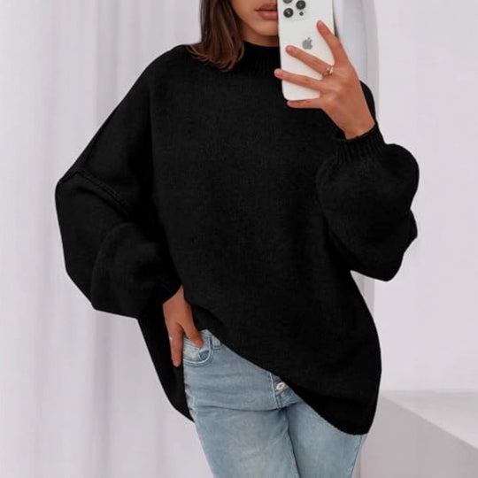 Damen Weicher Oversized Pullover Nord Taschen