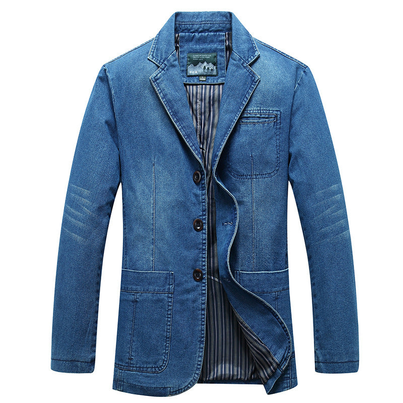 Herren Jeansblazer im Sakko‑Stil mit gestreifter Innenfütterung und aufgesetzten Taschen Nord Taschen