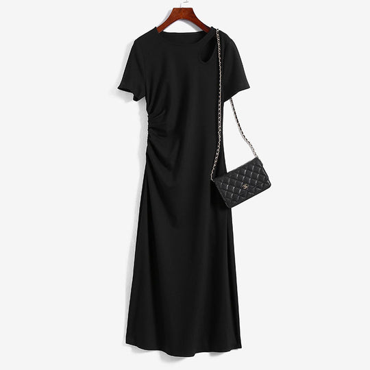 Damen Maxikleid mit asymmetrischem Cut-Out, seitlicher Raffung und fließender A‑Linie Nord Taschen