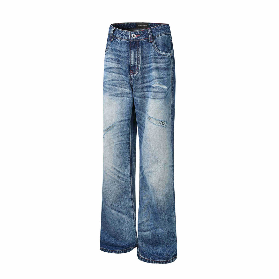 Damen Hochgeschnittene Jeans mit weitem Bein, Destroyed‑Look und Fünf‑Taschen‑Schnitt Nord Taschen