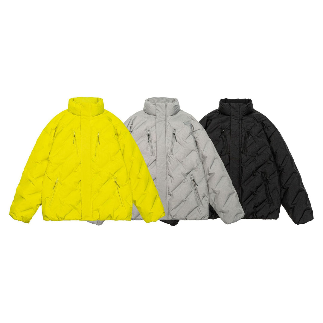 Unisex Wattierte Oversize Steppjacke mit hohem Stehkragen Nord Taschen