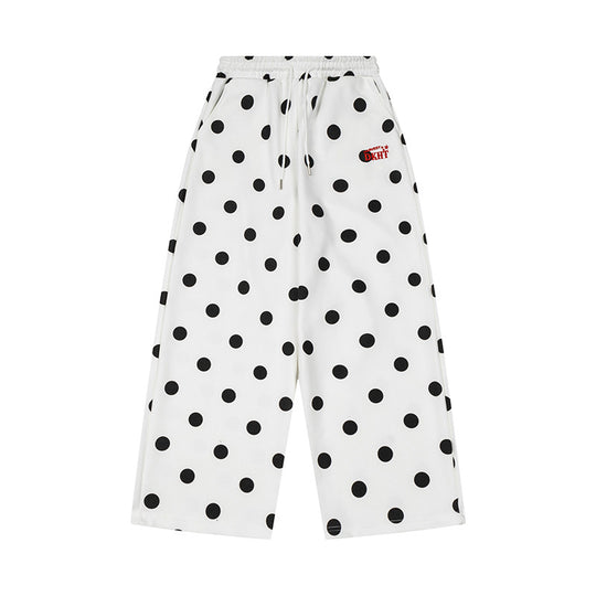 Damen Weite Culotte-Loungehose aus French-Terry mit Komfortbund und Tupfenmuster Nord Taschen