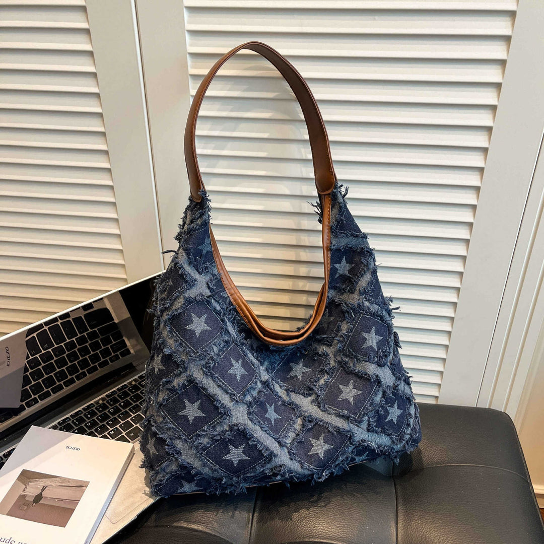 Damen Hobo-Tasche mit buntem Sternenmuster und fransigen Akzenten Nord Taschen
