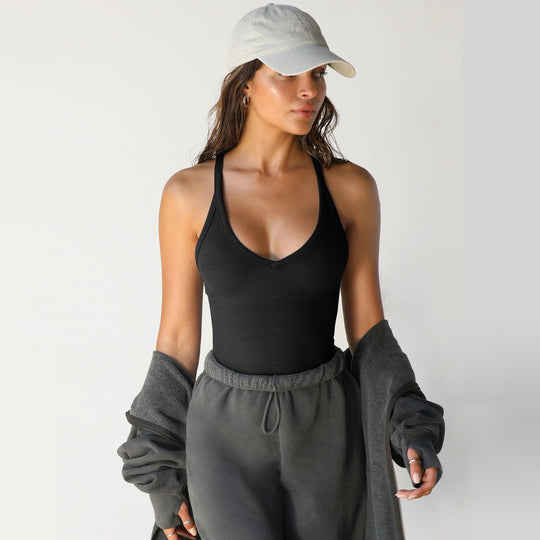 Damen Sportliches Tanktop mit V-Ausschnitt und figurbetonter Passform