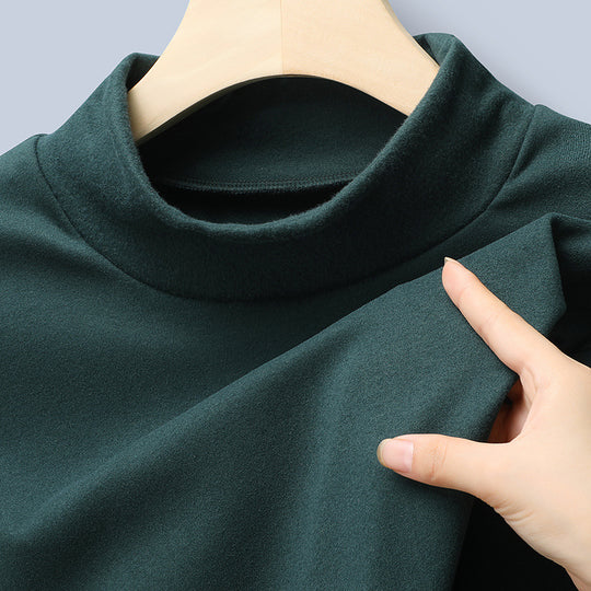 Damen Feines Stretch-Mockneck-Langarmshirt mit engem Stehkragen Nord Taschen