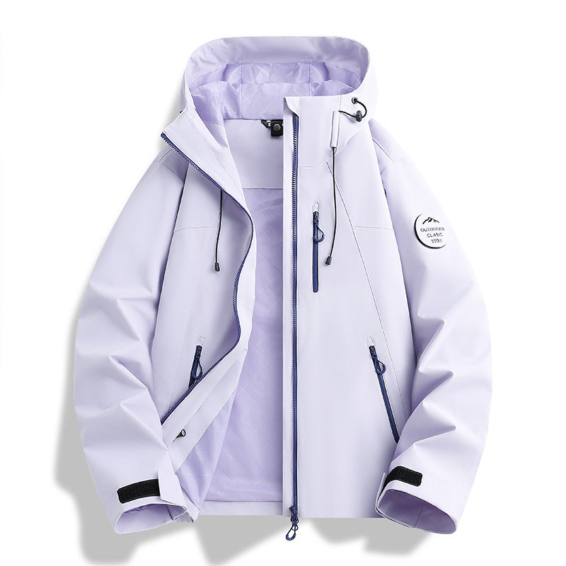 Damen Leichte wasserdichte Kapuzenjacke mit Teddy‑Charm und verdeckten Reißverschlusstaschen Nord Taschen