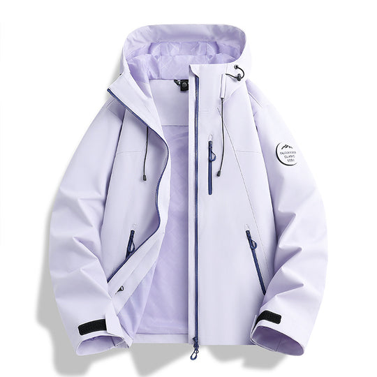 Damen Leichte wasserdichte Kapuzenjacke mit Teddy‑Charm und verdeckten Reißverschlusstaschen Nord Taschen