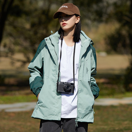 Damen zweilagige Softshell‑Outdoorjacke mit abnehmbarem Fleece‑Innenlayer und Kapuze Nord Taschen