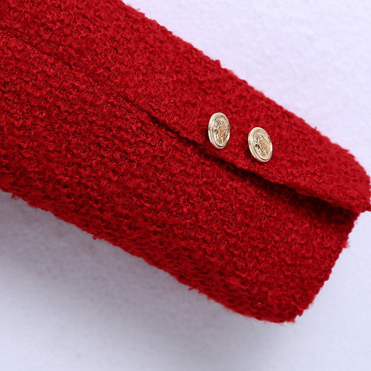 Damen Kurzjacke aus Bouclé‑Tweed im kurzen Schnitt mit rundem Halsausschnitt und goldenen Zierknöpfen Nord Taschen