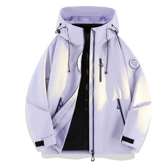 Damen Leichte wasserdichte Kapuzenjacke mit Teddy‑Charm und verdeckten Reißverschlusstaschen Nord Taschen