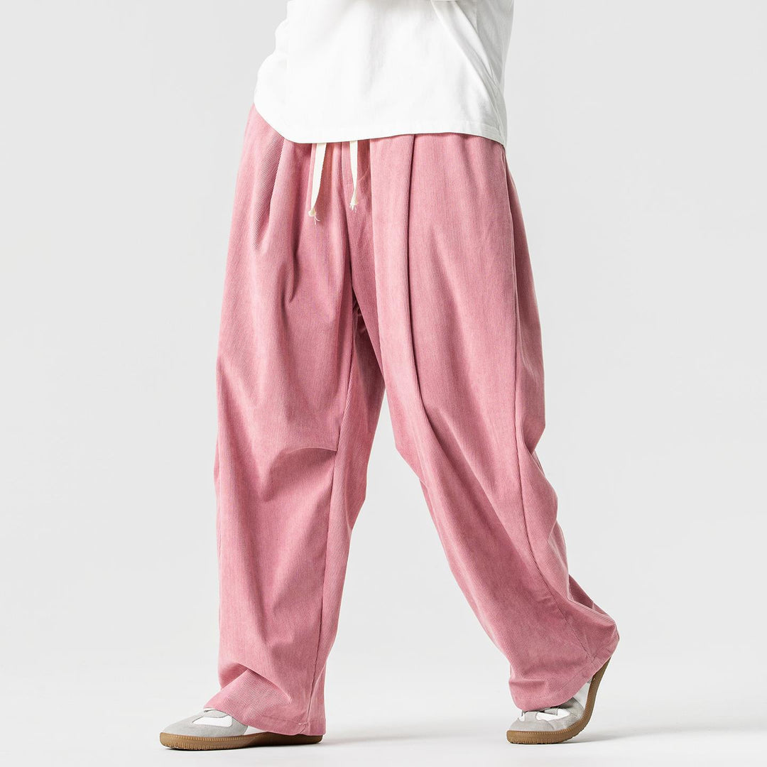 Herren weite Cordhose mit Tunnelzug, Bundfalten und relaxed Fit Nord Taschen