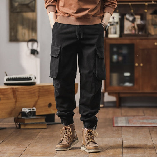 Herren Cargo-Jogginghose mit Kneebel-Taschen, Tunnelzugbund und gerafften Bündchen Nord Taschen