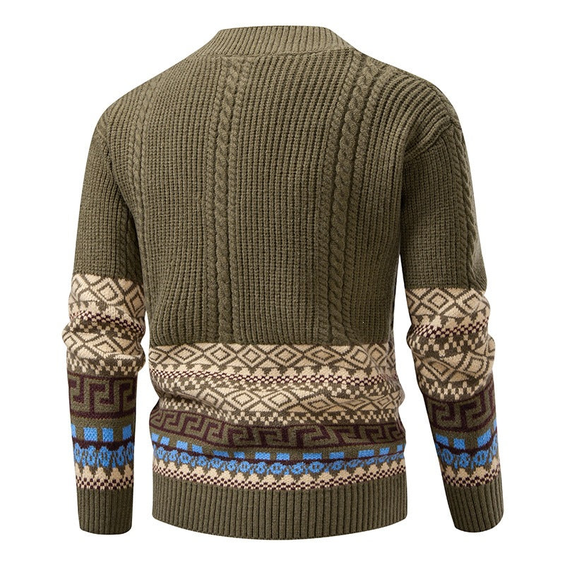 Herren Strickcardigan mit Zopfmuster, Jacquard-Bündchen und Knopfverschluss Nord Taschen