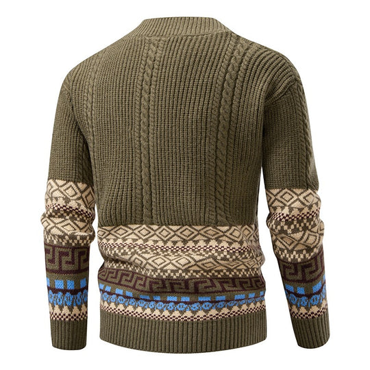 Herren Strickcardigan mit Zopfmuster, Jacquard-Bündchen und Knopfverschluss Nord Taschen