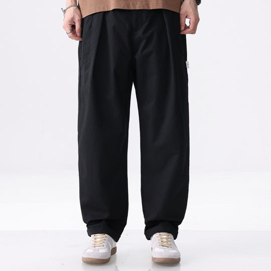 Herren Weite Baumwollmix-Cargohose mit Bundfalten und elastischem Kordelzug Nord Taschen