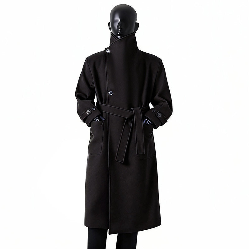 Herren Eleganter Langmantel aus Wollmix mit großzügigem Schalkragen und Krempelmanschetten Nord Taschen